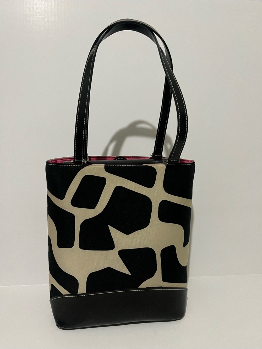 Vintage Kate Spade Black & Cream Abstract Pattern Tote Bag.